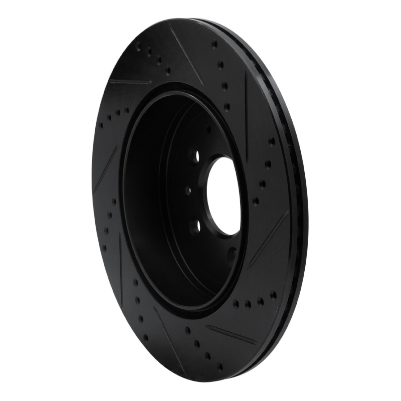 Mazda CX-9 Brake Rotor (1) - Rear Left - R1 Concepts - Drilled & Slotted - Black - `07-`15